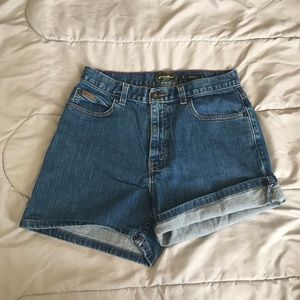 High waisted jean shorts